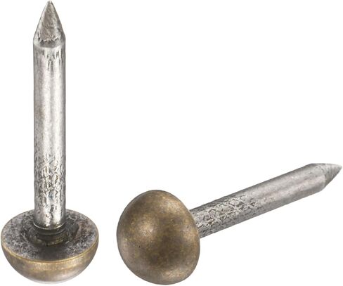 uxcell 20Pcs Solid Brass Upholstery Tacks, 10mm Retro Upholstery Nails Decorative Thumb Push Pins for Wood Boxes Carpet Sofa Furniture Leather Crafts, Bronze in Saudi Arabia