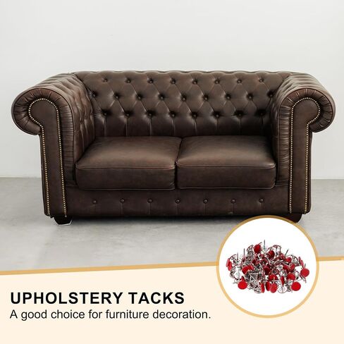 uxcell 100Pcs Upholstery Thumb Tacks, 7/16" x 9/16" Flat Head Upholstery Push Pins Decorative Nails for Wood Wall Furniture, Red in Kuwait