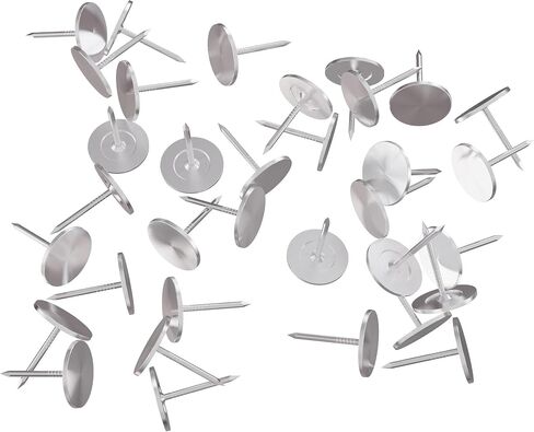 25 pcs 16x20mm (0.63x0.79) Flat Head Thumb Tacks, Upholstery Tack for Furniture Sofa Door Decor,DIY Vintage Style Hardware Tacks, Push Pins for Office, School, Home (Silver) in Kuwait