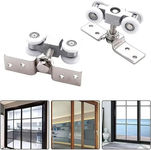 2pcs Sliding Door Roller Hardware Slide Doors Pulley 4 Wheels Glass Door Hanging Wheels Rail Track in Kuwait