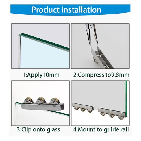 2 Pcs Copper Wheels Cabinet Glass Sliding Door Roller Clamps Pulley Wheel/for 10mm Glass Door Loading 40kg in Kuwait
