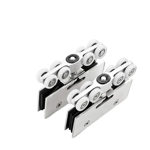 1 Set Silent Glass Pulley Pulley Sliding Door Hanger Track Glass Door Hanging Wheel Pulley Silent Glass Pulley Accessory(201 Stainless (1set)) in Kuwait