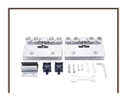1 Set Silent Glass Pulley Pulley Sliding Door Hanger Track Glass Door Hanging Wheel Pulley Silent Glass Pulley Accessory(201 Stainless (1set)) in Kuwait