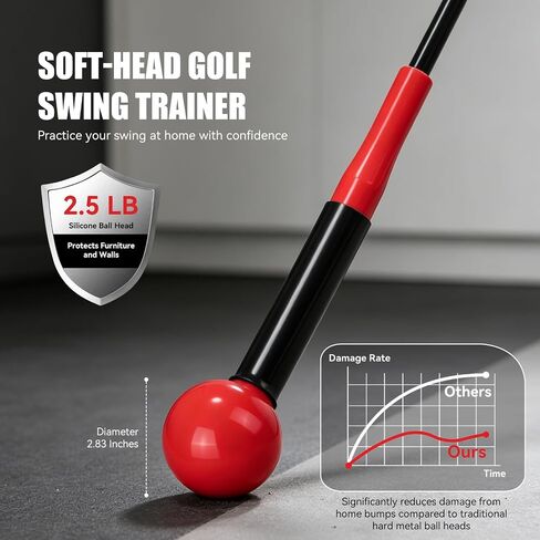 MIKOSI Golf Swing Trainer Aid، عصا تسخين الجولف مقاس 40 بوصة مع شريط للذراع، تعمل على تحسين إيقاع التأرجح والسرعة والمرونة والتوازن، ملحقات تدريب الجولف المحمولة للممارسة في الفناء الخلفي الداخلي والخارجي in Kuwait
