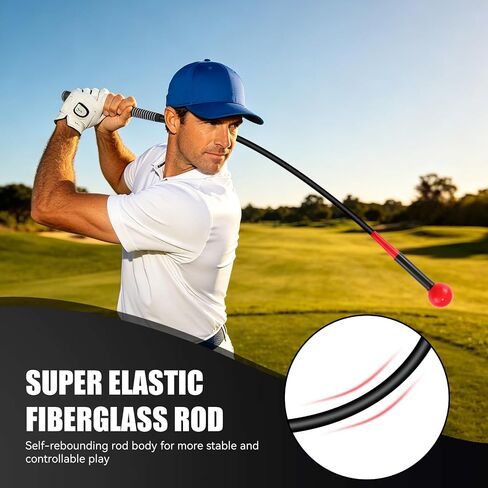 MIKOSI Golf Swing Trainer Aid، عصا تسخين الجولف مقاس 40 بوصة مع شريط للذراع، تعمل على تحسين إيقاع التأرجح والسرعة والمرونة والتوازن، ملحقات تدريب الجولف المحمولة للممارسة في الفناء الخلفي الداخلي والخارجي in Kuwait