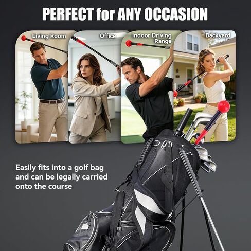 MIKOSI Golf Swing Trainer Aid، عصا تسخين الجولف مقاس 40 بوصة مع شريط للذراع، تعمل على تحسين إيقاع التأرجح والسرعة والمرونة والتوازن، ملحقات تدريب الجولف المحمولة للممارسة في الفناء الخلفي الداخلي والخارجي in Kuwait
