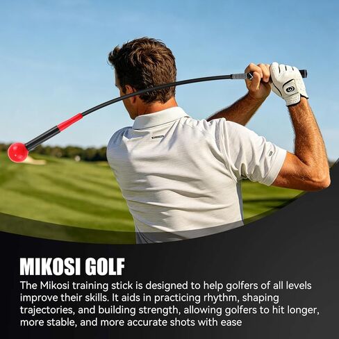 MIKOSI Golf Swing Trainer Aid، عصا تسخين الجولف مقاس 40 بوصة مع شريط للذراع، تعمل على تحسين إيقاع التأرجح والسرعة والمرونة والتوازن، ملحقات تدريب الجولف المحمولة للممارسة في الفناء الخلفي الداخلي والخارجي in Kuwait