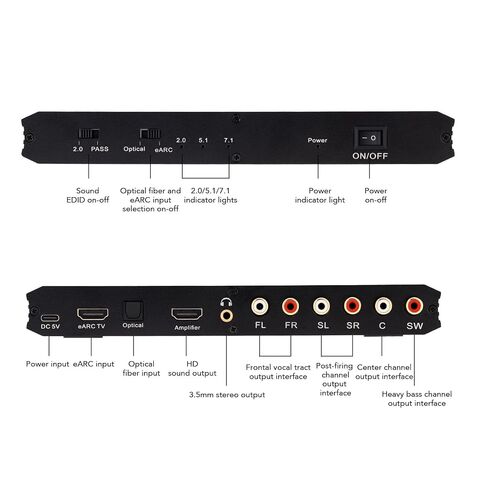 Diyeeni eARC Optical Sound Extractor, eARC Optical to HD 3.5mm Audio Adapter for TV Speaker Systems, with 24bit 192KHz Support for 7.1 5.1 2.0 Channels in Kuwait