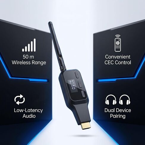 Gugxiom ARC إلى جهاز إرسال بلوتوث، محول صوت HDMI ARC مع نطاق 50 مترًا وزمن وصول منخفض aptX، للتلفزيون إلى سماعات الرأس المزدوجة، التحكم في مستوى الصوت CEC in Kuwait