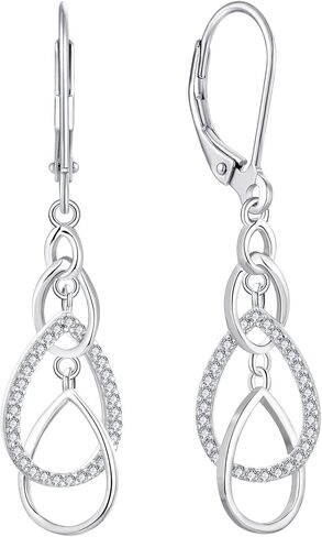 YL Linear Swirl French Wire Earrings 925 Sterling Silver Interlocked Teardrop Leverback Earring Twisted Dangle Drop Jewelry in Saudi Arabia