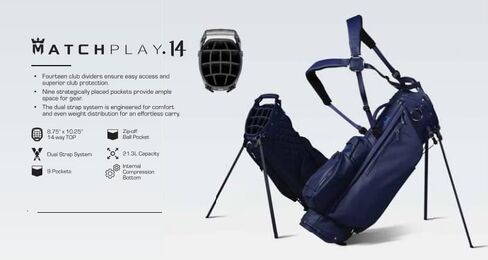 Sun Mountain Men's Matchplay Lightweight Stand Golf Bag, 14-Way Top, 2025 Model, Black in Kuwait