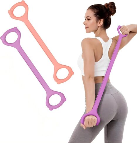 Figure 8 Resistance Bands 2 Pack, Silicone Anti-Slip for Yoga | Abdominal/Back/Shoulder/Chest Bands、Home/Gym Travel Exercise Bands in Kuwait
