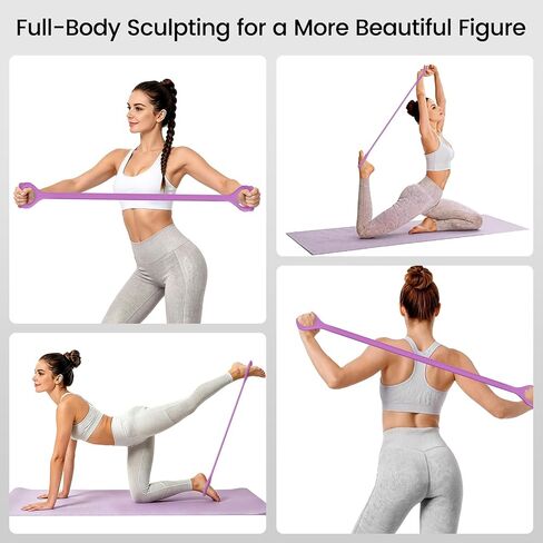 Figure 8 Resistance Bands 2 Pack, Silicone Anti-Slip for Yoga | Abdominal/Back/Shoulder/Chest Bands、Home/Gym Travel Exercise Bands in Kuwait