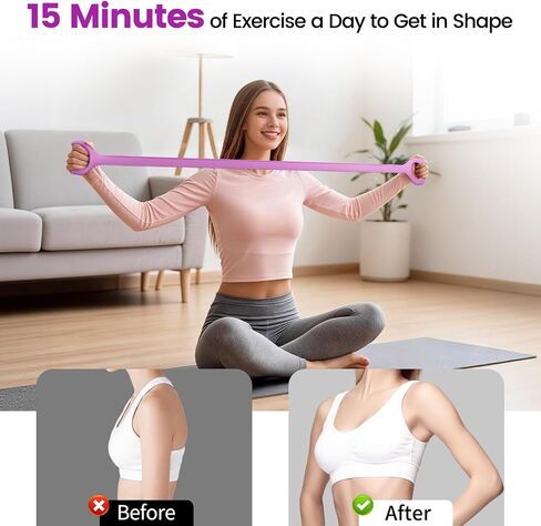 Figure 8 Resistance Bands 2 Pack, Silicone Anti-Slip for Yoga | Abdominal/Back/Shoulder/Chest Bands、Home/Gym Travel Exercise Bands in Kuwait