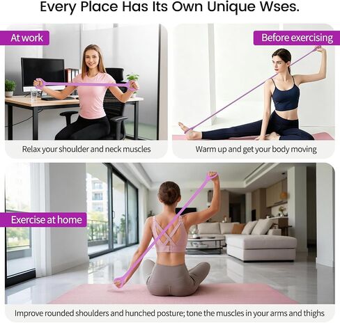 Figure 8 Resistance Bands 2 Pack, Silicone Anti-Slip for Yoga | Abdominal/Back/Shoulder/Chest Bands、Home/Gym Travel Exercise Bands in Kuwait