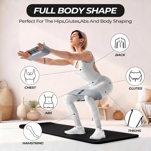 Seenelling 18 Pcs Pilates Ring and Ball Set with Resistance Bands Home Workout Pilates Equipment 11.8 Inch Magic Circle with Padded Handles, Mini Ball for Strength, Toning, Flexibility (Grey) in Kuwait