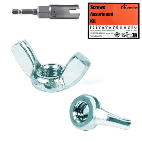 #8-32 Zinc Plated Steel Wing Nuts in Plastic Case with 12mm Driver, for Hand-Tighten DIY, Furniture & Mechanical Fastening (Zinc Plated Steel, 60pcs) in Kuwait