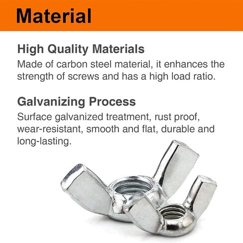 #8-32 Zinc Plated Steel Wing Nuts in Plastic Case with 12mm Driver, for Hand-Tighten DIY, Furniture & Mechanical Fastening (Zinc Plated Steel, 60pcs) in Kuwait