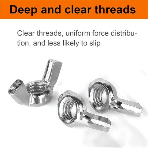 #8-32 Zinc Plated Steel Wing Nuts in Plastic Case with 12mm Driver, for Hand-Tighten DIY, Furniture & Mechanical Fastening (Zinc Plated Steel, 60pcs) in Kuwait