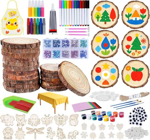 Timburst Wooden Crafts to Paint-Glow in the Dark ، 20 Pcs Slices ، و Wooden Painting Crafts for Kids ، و Kids Antists Art For Birthday Christmas in Kuwait