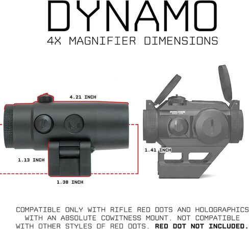 Monstrum Dynamo 4X Micro Magnifier with Flip-to-Side Mount in Kuwait