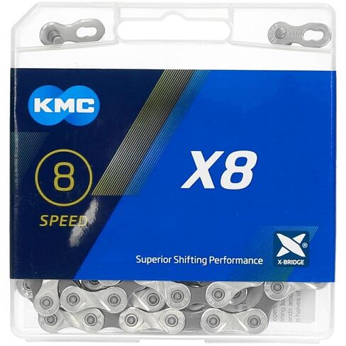 سلسلة دراجات KMC X8 8 سرعات نصف مطلية بالنيكل من سلسلة X متوافقة مع Shimano وSRAM وCampagnolo وجميع الأنظمة الرئيسية in Kuwait