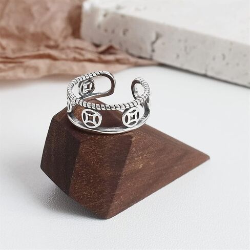Adjustable Rings for women925silver ringsfor Women Ring for Women Cold Wind Jewelry S925 Silver Vintage Money Ring Trendy Delicate Birthday in Kuwait
