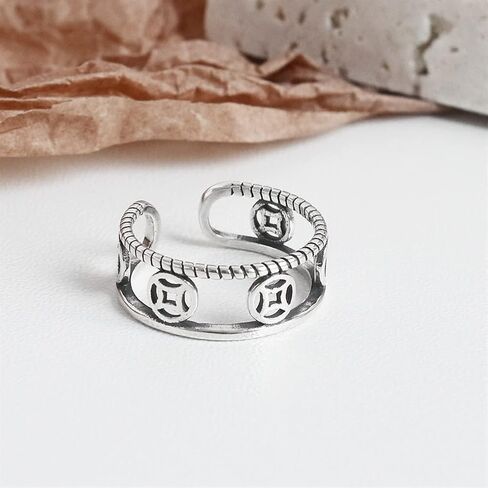 Adjustable Rings for women925silver ringsfor Women Ring for Women Cold Wind Jewelry S925 Silver Vintage Money Ring Trendy Delicate Birthday in Kuwait
