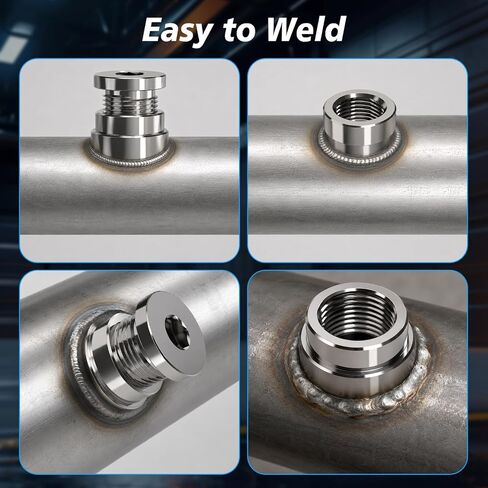 Notched Style M18X1.5 304 Stainless Steel O2 Sensor Bung, Exhaust Fitting Bungs and Plugs, Complete Set with 6Pcs O2 Sensor Bungs in Kuwait