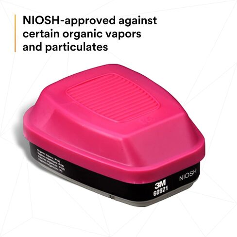 خرطوشة/فلتر جهاز التنفس 3M 60921 P100، معتمد من NIOSH، زوج واحد، OV/P100، يساعد على الحماية من الأبخرة العضوية والأسبستوس والسيليكا والجسيمات والطلاء والتنظيف الكيميائي والصيانة in Kuwait