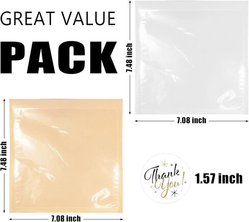 100 Pcs Cookie Packaging Bags with Seal and Window 7.1 x 7.5 Inch White Kraft Paper Bakery Bags with Window Thank You Stickers for Donut Bread Sandwich Cake Cookie Candy in Kuwait