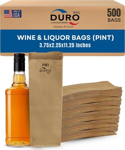 Duro Quart Bags – Kraft Paper Wine Bag, Wine Bags for Wines Bottles, Gifts & Events, Liquor Bag Bulk for Bottles, 4.25x2.5x16 Inches, 500 Count in Kuwait