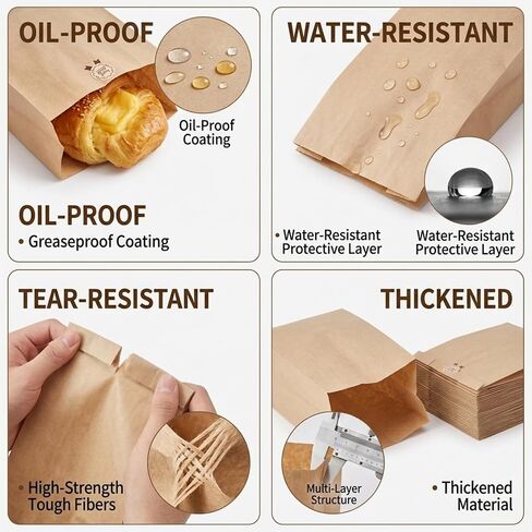 100PCS Large Kraft Paper Bread Bags for Homemade Bread, Bakery Bags with Clear Window and 100PCS Label Seal Stickers, 13.7x8.2x3.5 Inches Sourdough Toast Cookie Bags for Packaging, Storage, Gifting in Kuwait