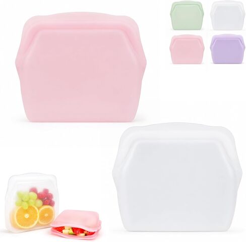 2pcs Silicone Storage, Silicone Food Storage Bags, Reusable Silicone Storage Bags, Leak-Proof Upright Freezer Bags, Odor-Resistant, High-Temperature Resistant (Green+Purple) in Saudi Arabia
