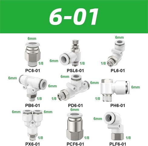Pneumatic Air Connector Fitting PLF 4 6 8/10mm Thread 1/8 1/4 3/8 1/2 Hose Fittings 1Pcs(6-01) in Kuwait