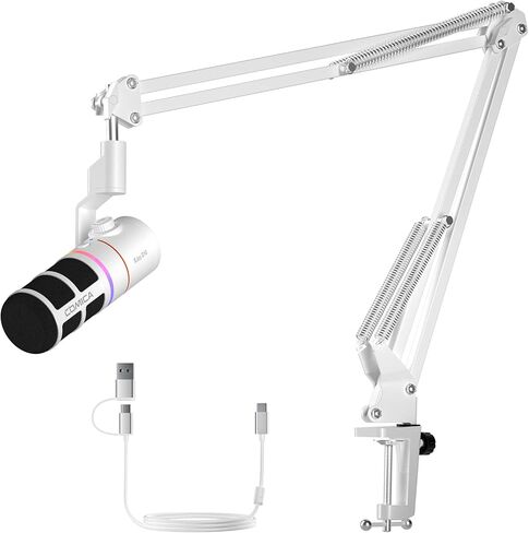 ميكروفون الألعاب الديناميكي COMICA EJoy D10(A) USB/XLR للكمبيوتر الشخصي، ميكروفون بذراع ذراع مع إلغاء الضوضاء، مراقبة في الوقت الحقيقي، كتم الصوت، ميكروفون استوديو RGB احترافي للألعاب، البث، البودكاست، التسجيل in Kuwait