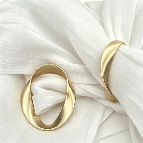 Gold Napkin Rings -12 PCS, Matte Metal Napkin Rings for Table Decor | Oval Napkin Holders for Wedding, Party, Family Gathering, and Everyday Table Decor in Kuwait