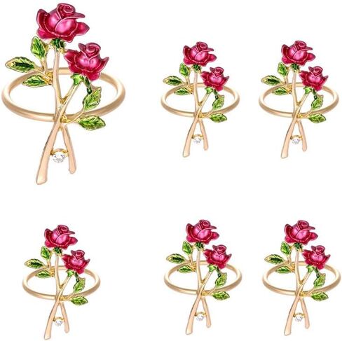 Set of 6 Romantic Rose Napkin Rings, Elegant Floral Decorative Napkin Holders for Wedding, Valentine’s Day, Holiday Banquet & Daily Dining Tablecloth Decoration in Kuwait