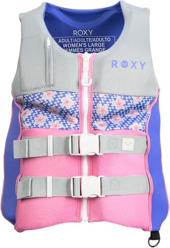 سترة نجاة نسائية من ROXY، معتمدة من USCG وTransport Canada PFD، سترة نجاة خفيفة الوزن مقاومة للأشعة فوق البنفسجية للبالغين، للتزلج على الماء والتزلج على الماء والتجديف وركوب الأمواج والقوارب والرياضات المائية in Kuwait