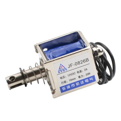 Fielect تيار مستمر 12 فولت 2A 20N 10 مللي متر السكتة الدماغية دفع سحب نوع الملف اللولبي الكهربائي ، إطار مفتوح الملف اللولبي الكهرومغناطيسي الحركة الخطية ، JF-0826-12V in Kuwait
