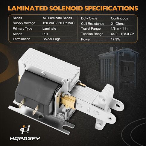 HQPASFY 2005-M-1 Laminated Solenoid, 4X240 Wood Boiler Solenoid Compatible with All WoodMaster (WM), Pull, Continuous Duty, 120VAC Coil Volts in Kuwait