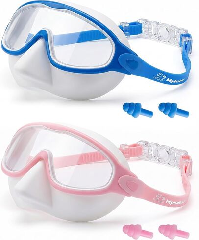 Kids Swim Goggles with Nose Cover, 2 Pack Swimming Mask for 3-14 Anti-UV Anti-Fog Pool Water Swim Goggles Boys Girls in Kuwait