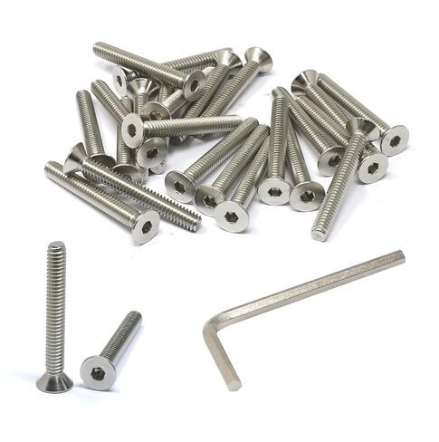 Iexcell 25 قطعة 1/4-20 × 2 من الفولاذ المقاوم للصدأ 304 مقبس سداسي برأس مسطح مجموعة مسامير براغي in Kuwait