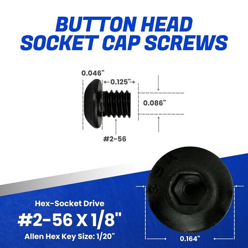 براغي غطاء مقبس رأس زر Fastenere - 2-56 × 3/16 بوصة (100 قطعة) من سبائك الصلب، ملولبة بالكامل، لمسة نهائية من أكسيد أسود ناعم، مقاومة للتآكل، خيط الآلة، سهلة التركيب مع محرك Allen Hex in Kuwait