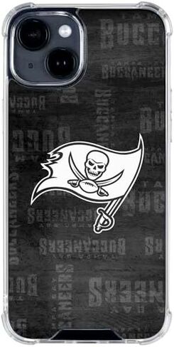 Skinit Clear Phone Case Compatible with iPhone 15 - Officially Licensed NFL Tampa Bay Buccaneers Black & White Design in Kuwait