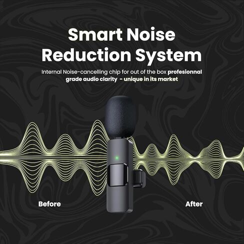 4in1 Wireless Lavalier Microphone for iPhone, iPad, Android, Camera，computers;mini Noise Reduction Recording Mic 2.4G Ultra-Low Delay,with storage box for ​​Live Stream Content Creators Podcast in Kuwait