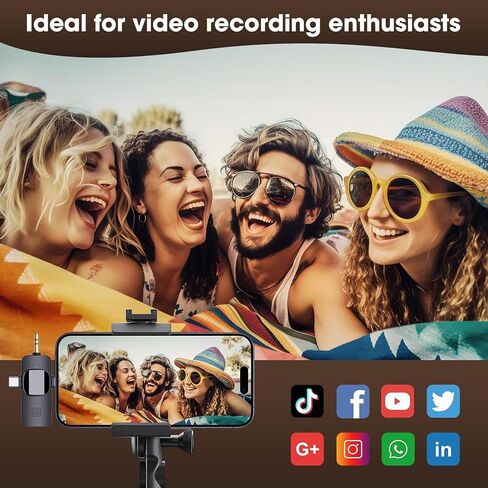 4in1 Wireless Lavalier Microphone for iPhone, iPad, Android, Camera，computers;mini Noise Reduction Recording Mic 2.4G Ultra-Low Delay,with storage box for ​​Live Stream Content Creators Podcast in Kuwait