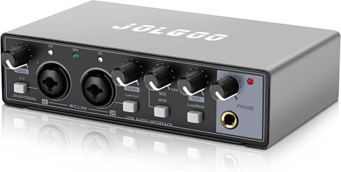 واجهة صوت USB، بطاقة صوت تسجيل وتشغيل Jolgoo 24 بت/192 كيلو هرتز | دقة 24 بت/192 كيلو هرتز، التوصيل والتشغيل، مدخل خط XLR، زمن الوصول المنخفض للكمبيوتر الشخصي Mac الذكي in Kuwait