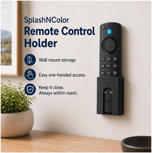 حامل حائط SplashNColor عن بعد لجهاز Fire TV Stick المتوافق مع أجهزة البث من Amazon - خيارات لاصقة وبراغي بدون حفر | تصميم مشبك حافة الطاولة أسفل المكتب | عالمي in Kuwait