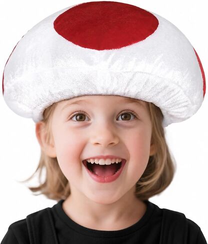 Halloween Kid Toad Mushroom Hat White with Red Spots Gaming Cosplay Costume Accessory in Saudi Arabia